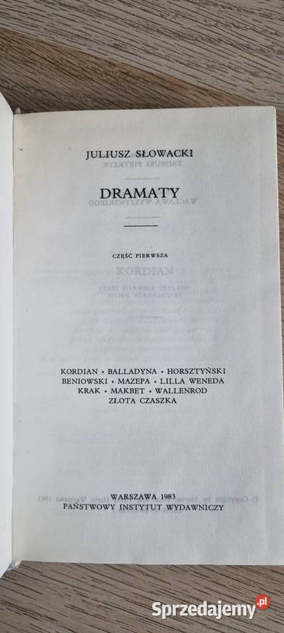 Dzieła Wybrane JSłowacki śląskie Częstochowa