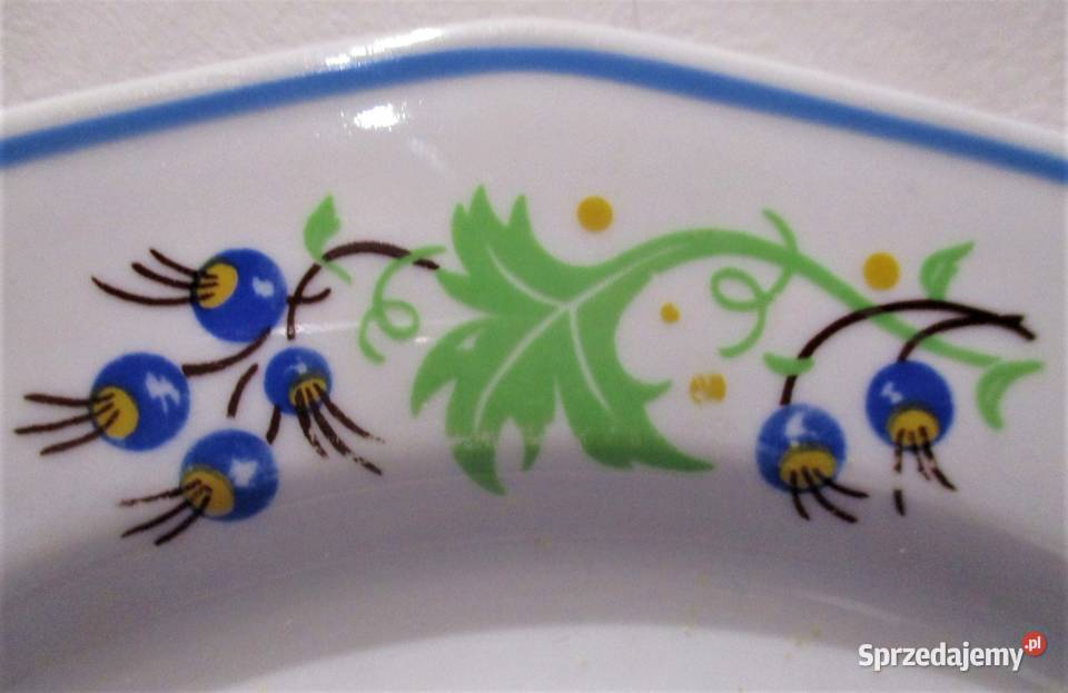 Duży Talerz Geometryczny Porcelana LUBIANA PRL