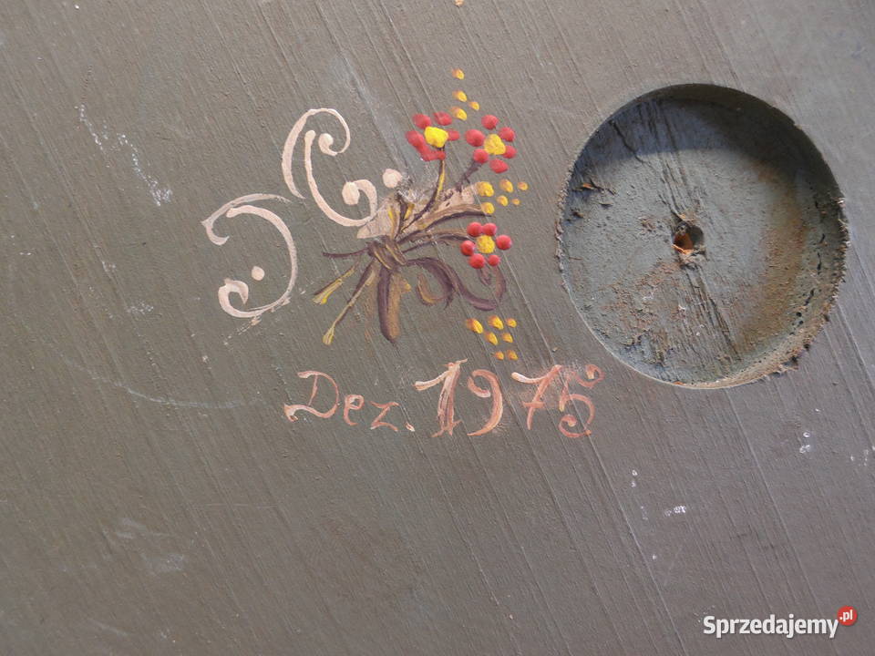 Drewniany stary talerz ręcznie malowany Raszków