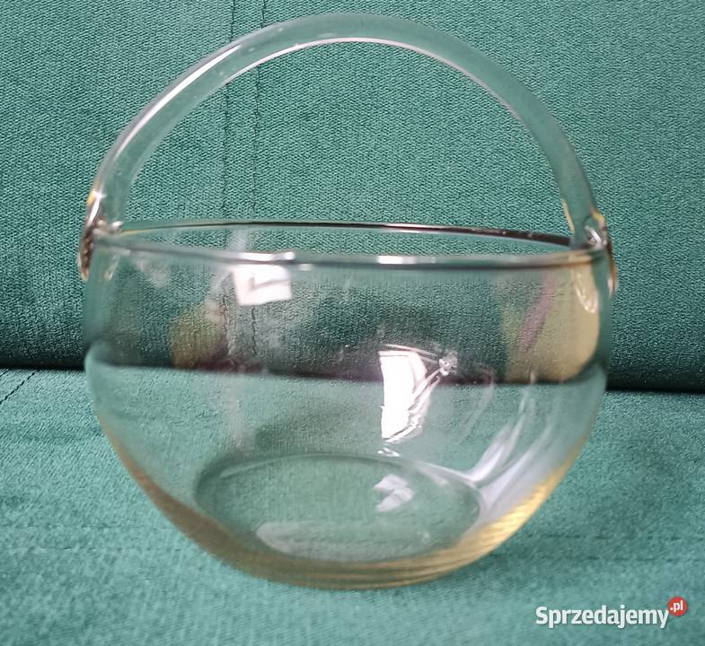 Koszyk szklany bomboniera patera z prl 14cmx14 Zbylitowska Góra