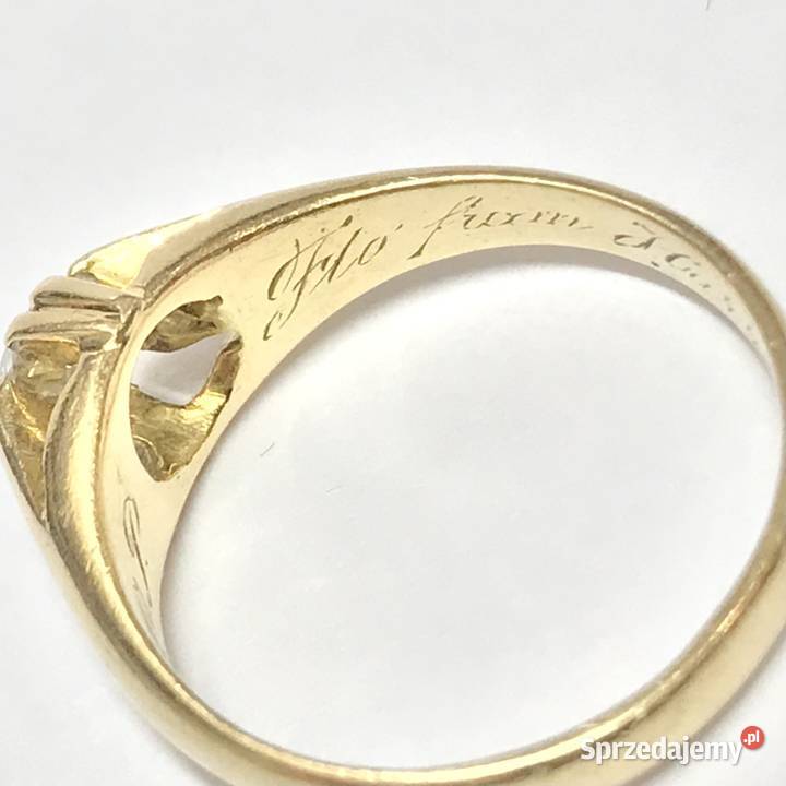 Złoty PIERŚCIONEK 750 18K z DIAMENTEM w starym złoto Warszawa