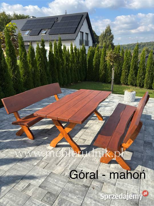 Meble góralskie drewniane ogrodowe olchowe 200
