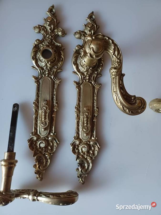 Komplet pałacowych szyldów i klamek Mosiądz Poznań