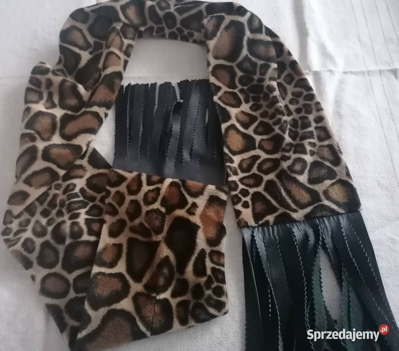 Szal damskiSzalik Panterka z frędzlami ciepły Łódź
