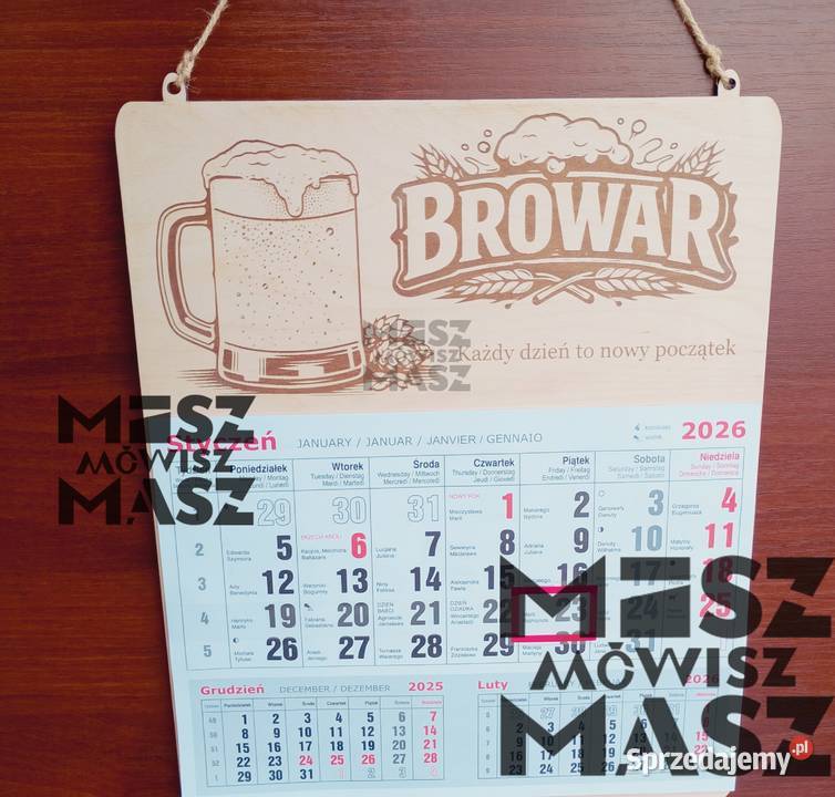 Kalendarz drewniany walentynki imieniny dowolny Racot