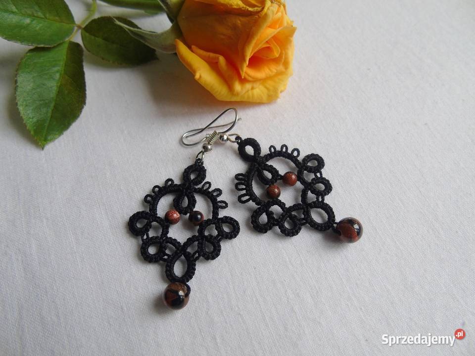 Kolczyki frywolitkowe Rękodzieło Wiśniowa