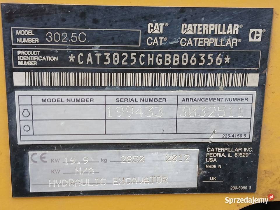 Mini koparka CAT 3025 z 2012r 2900 3 łyżki Rok produkcji 2012 łódzkie sprzedam