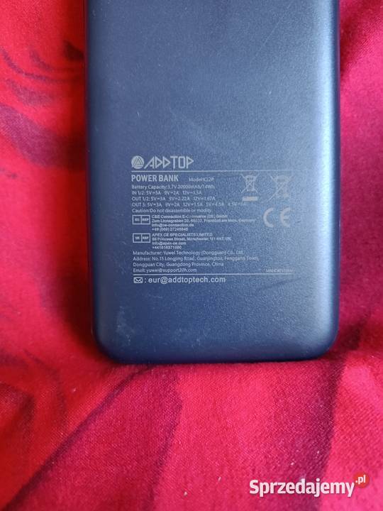Powerbank ADDTOP 20000 mAh Szybkie Ładowanie PD śląskie