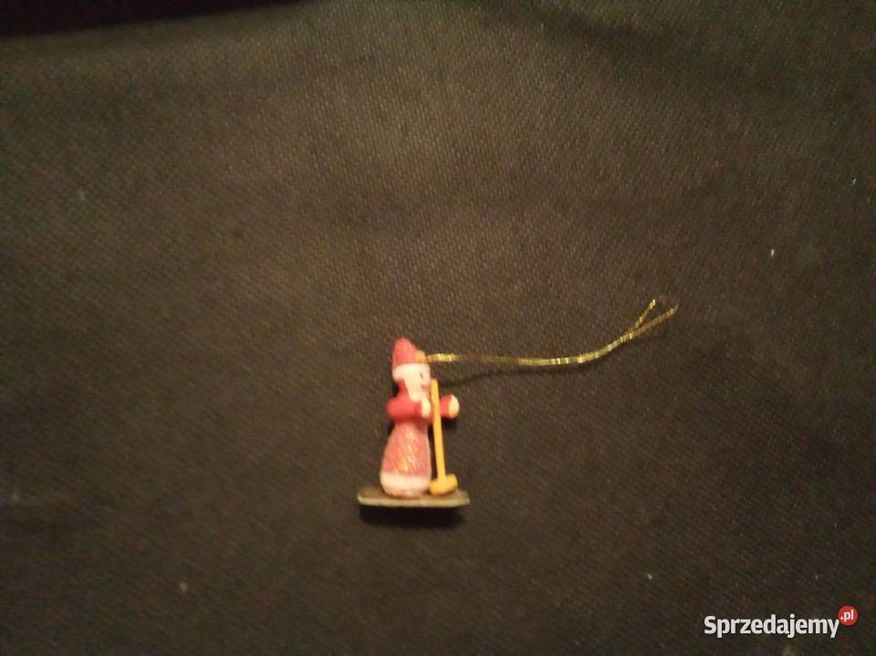 Zawieszka drewniana na nartach na choinkę PRL Dekoracje świąteczne Warszawa