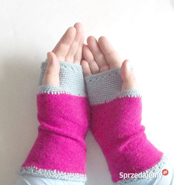 różowe mitenki wełniane mitenki fuksja mitenki Olsztyn