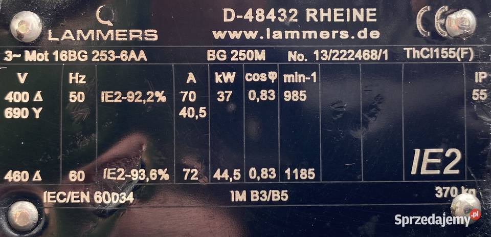 silnik elektryczny 37kW 985obr 3fazowy IE2 B35 Pozostałe Pigża