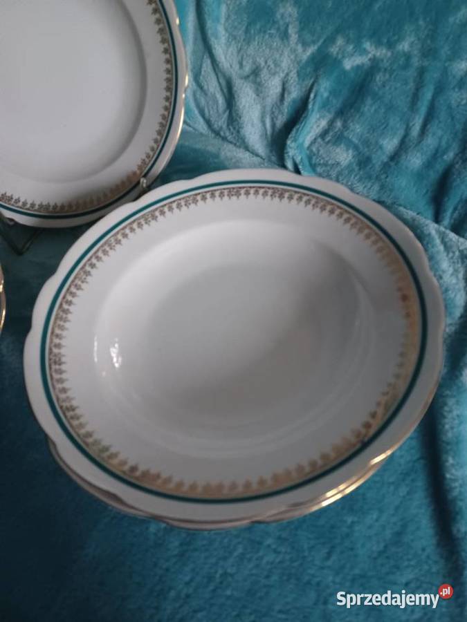 Talerze Ćmielów Feston głębokie nieużywane Porcelana i szkło