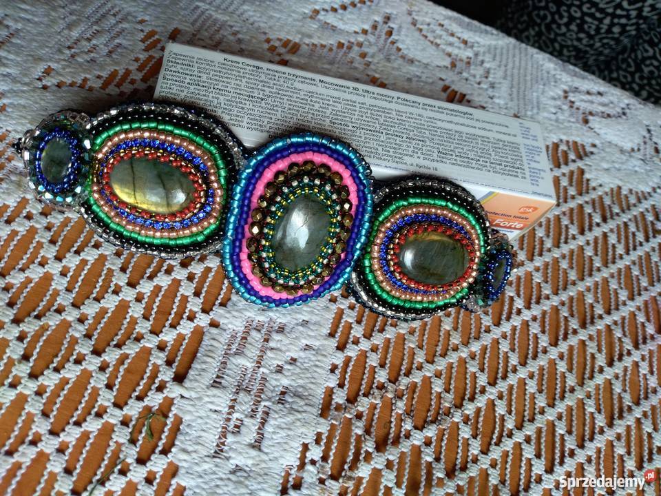 Bransoletka szeroką labradoryty beading Częstochowa