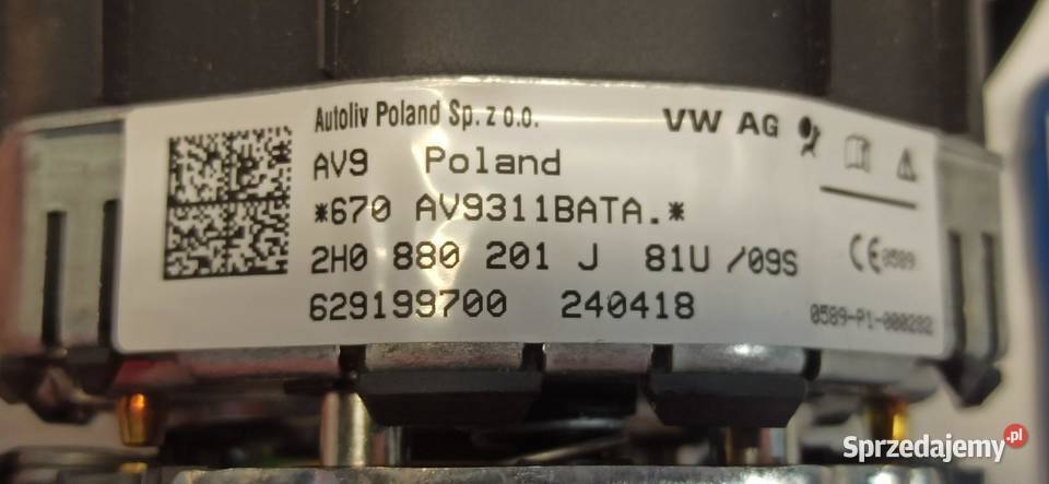 VW TRANSPORTER T6 PODUSZKA AIRBAG WIĄZKA