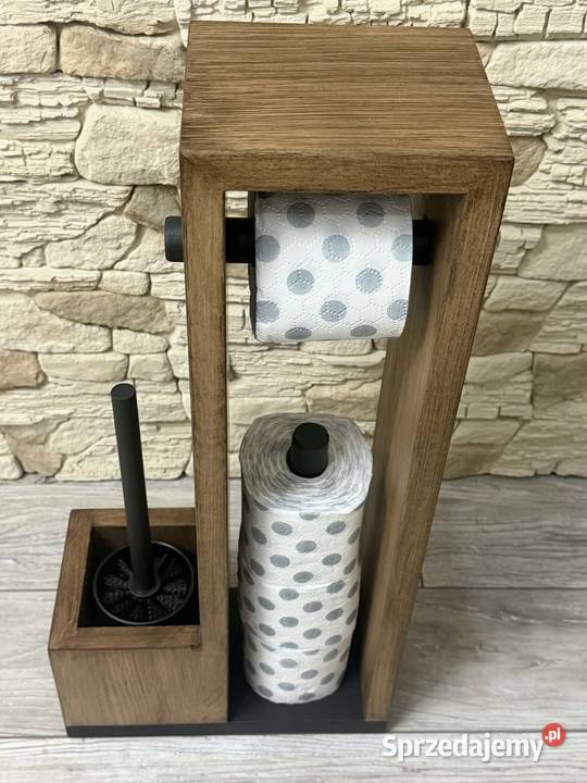 Stojak uchwyt na papier toaletowy drewniany LOFT Uchwyty na papier podkarpackie Dębica