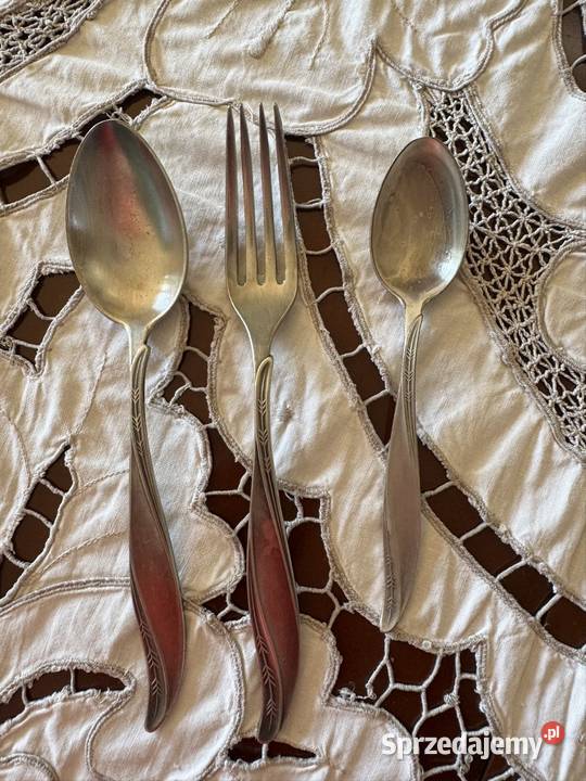 Antyki sztućce fraget srebrne 3 sztuki PRL lata Częstochowa