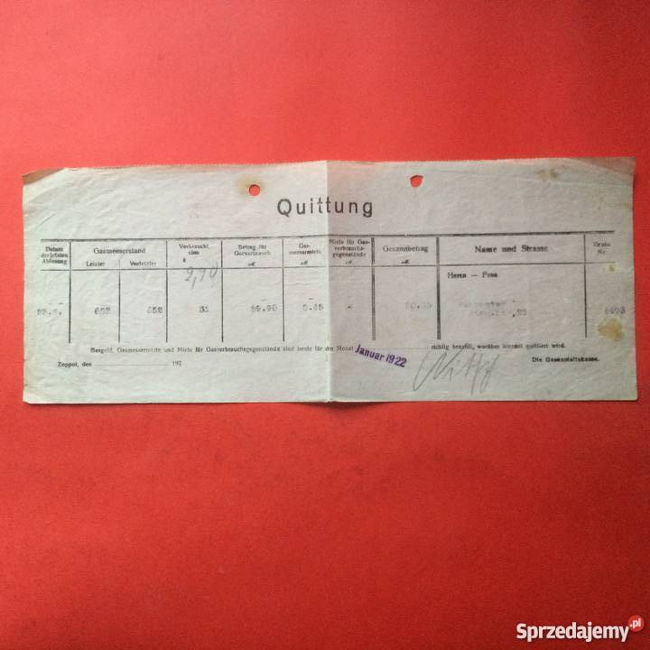 869 Rachunek Miasta i Pokwitowania Zoppot Szczecin