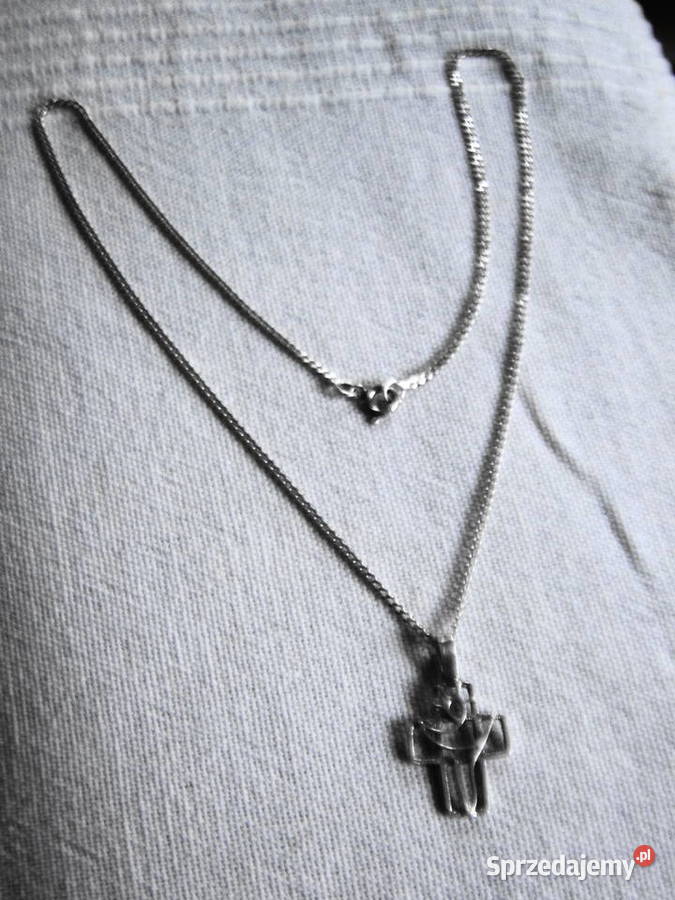 Stary naszyjnik krzyżyk Warmet na łańcuszku Warszawa