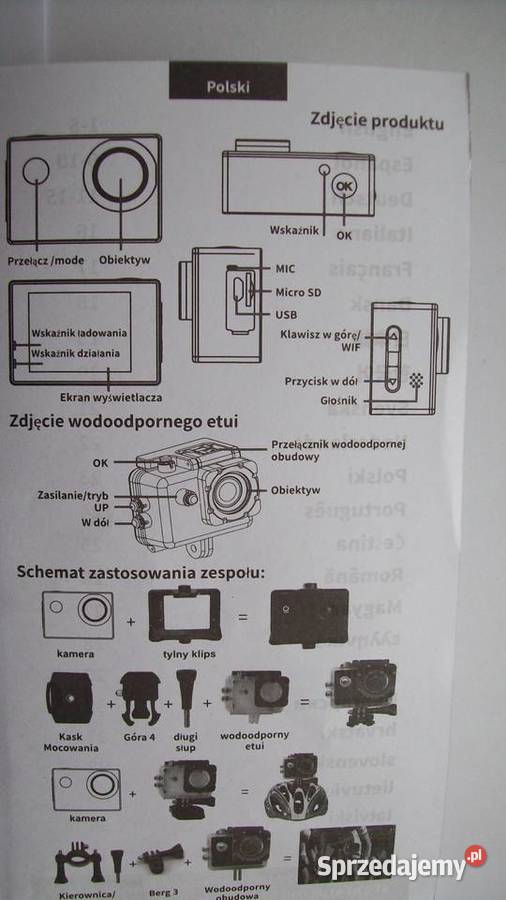 Kamera sportowa wodoodpirna wideo 1080 HD