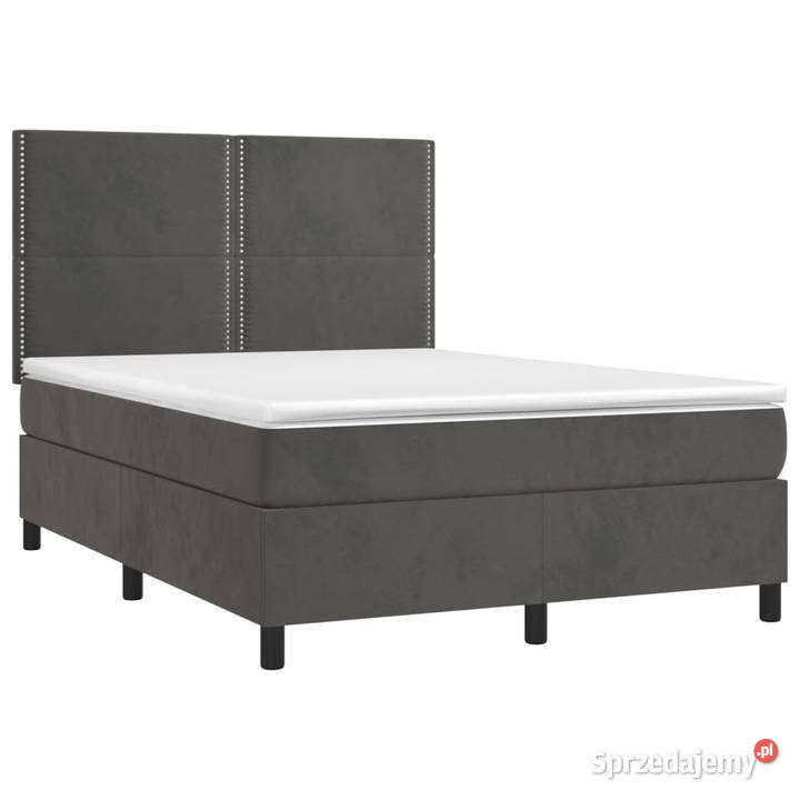 Łóżko kontynentalne z materacem i LED szary 128cm mazowieckie