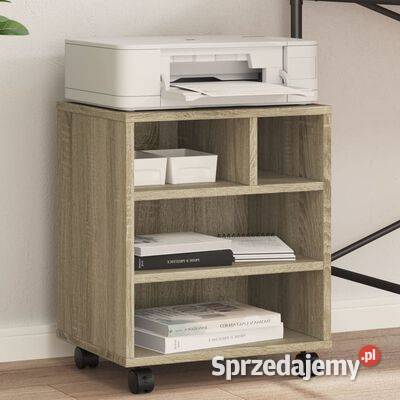 vidaXL Stojak pod drukarkę, z kółkami, dąb sonoma, 41x32x48 cm