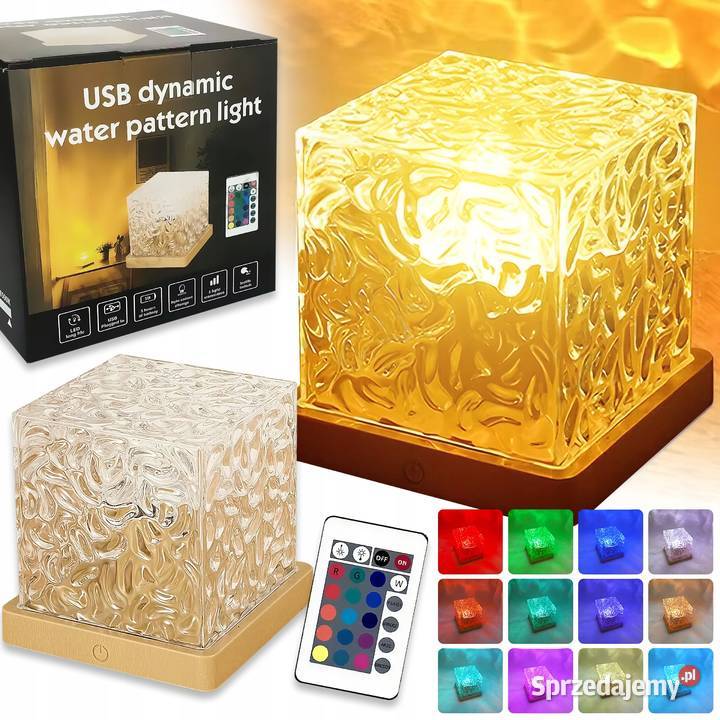 Lampka Nocna Kostka Efekt Wody LED 16 kolorów na Dom i Ogród Gniezno