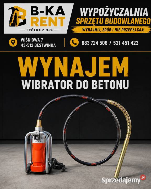 Wynajem Wibratora Do Betonu Buława 4m Mocny i Bestwinka