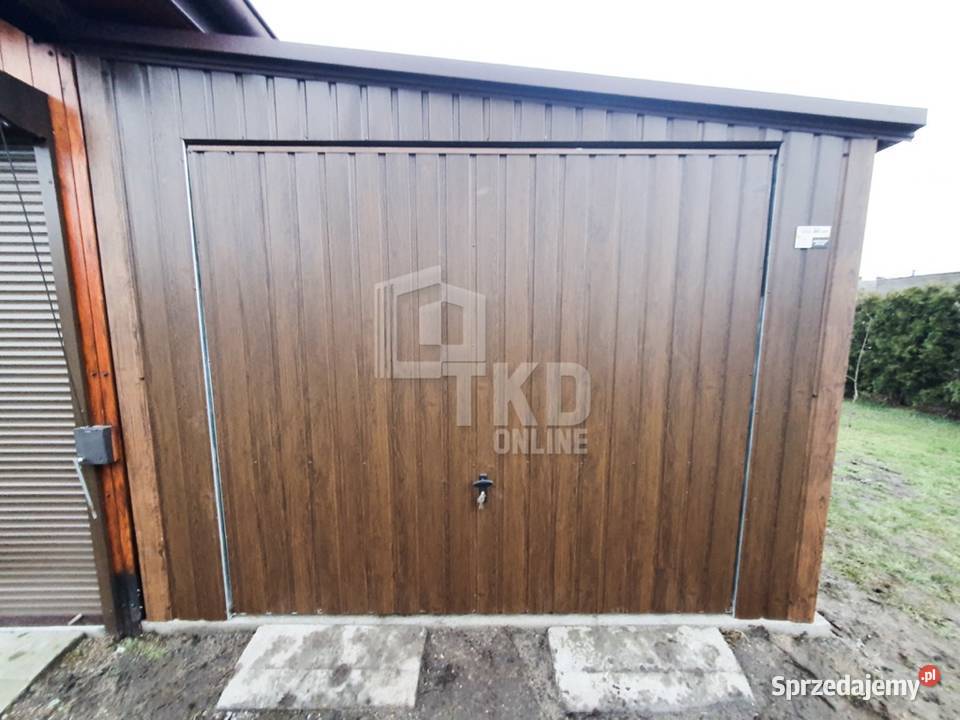 Garaż Blaszany 35x5 Brama uchyln drewnopodobny