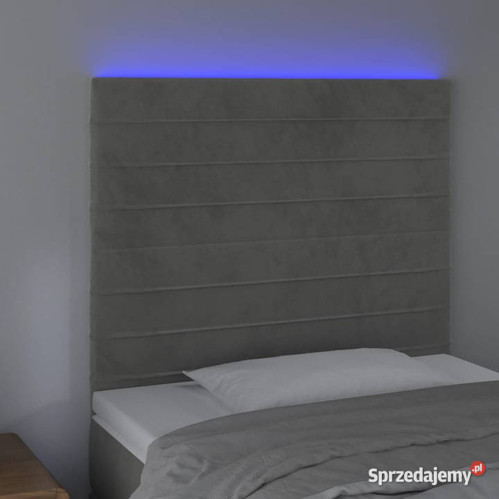 Zagłówek do łóżka z LED jasnoszary 90x5x118128 Ramy i stelaże