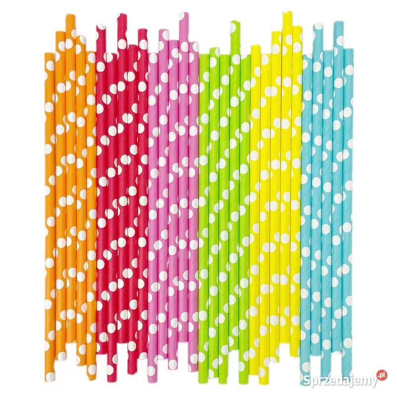 Słomki Papierowe Kolorowe w Kropki 100 AS mazowieckie Płock