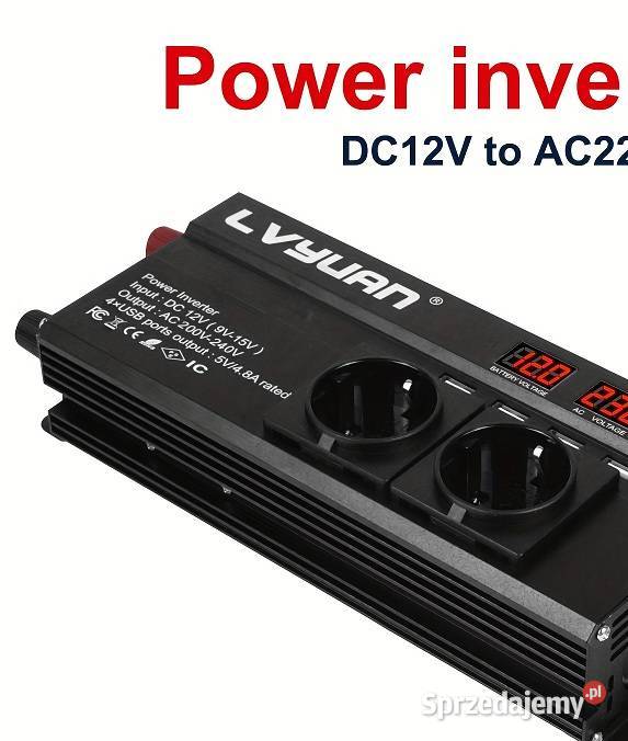 Przetwornica 12vna 230 4x usb Nowe Kurier Szczekociny
