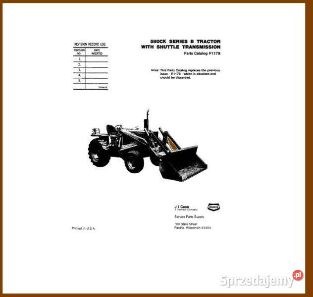 CASE 580 B CK ładowarka katalog części świętokrzyskie Kielce