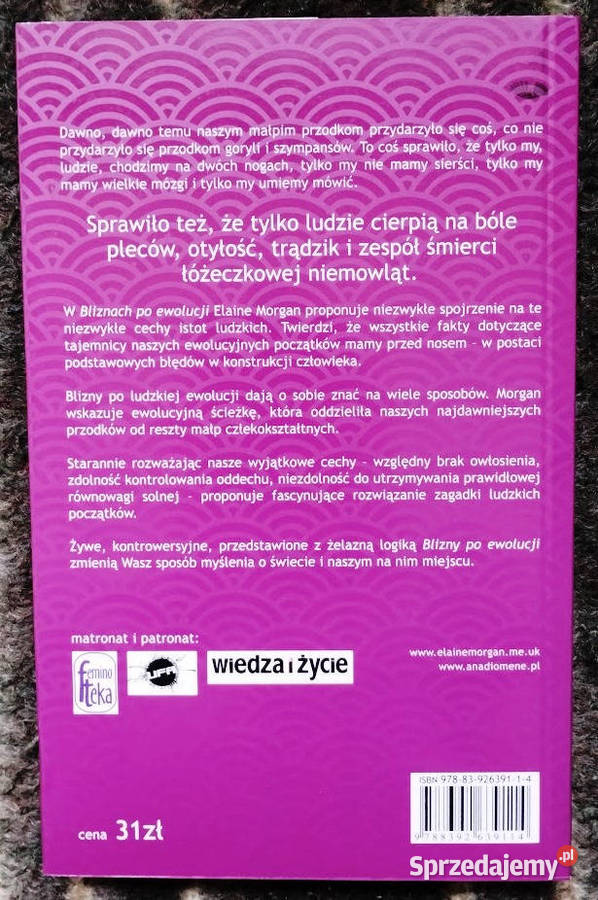 Blizny ewolucji Elaine Morgan Bełchatów sprzedam