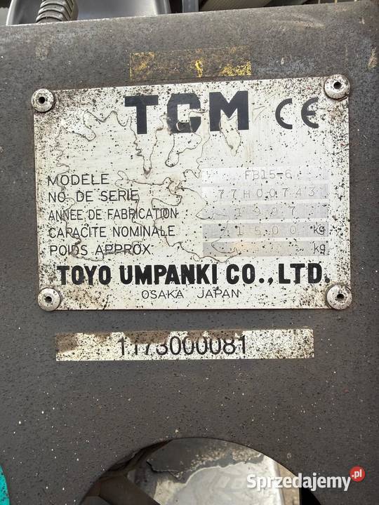 Wózek widłowy TCM FB156 Elektryczny udźwig 1500