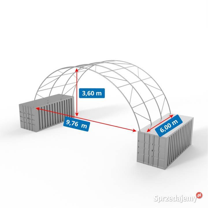 Zadaszenie kontenerowe 10x6m PVC 900gm2