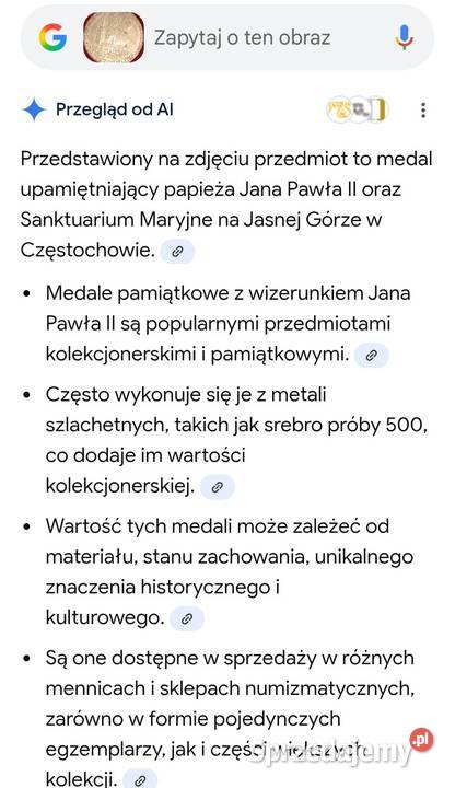 Medal Jana Pawła II srebro Numizmatyka mazowieckie Warszawa