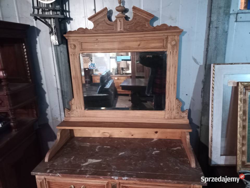 Toaletka z Lustrem Kryształowym i Marmurem Dąb Kozy