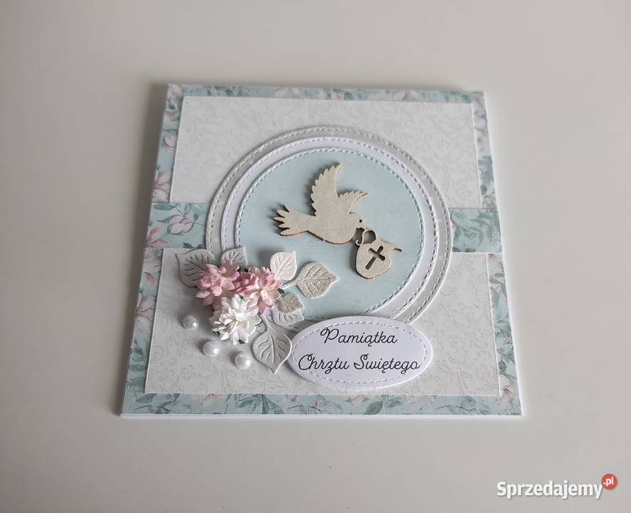 Kartka ręcznie robiona na Chrzest Święty z Łódź