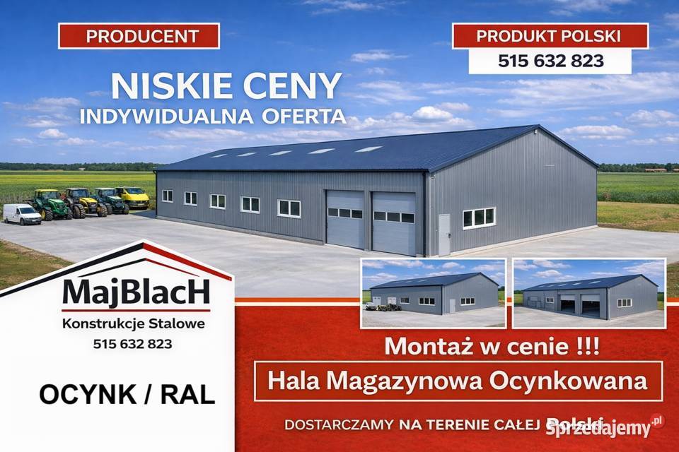 Ocynkowany Garaż Blaszany Dwuspadowy Magazyn 249zł/m2 Wrocław