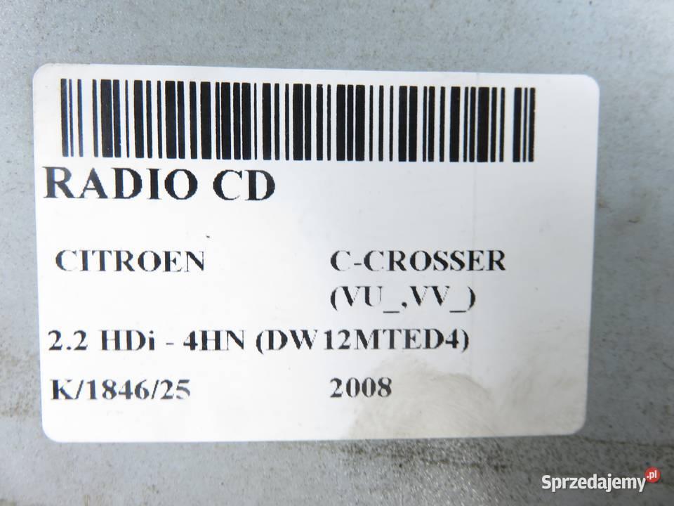 RADIO CITROEN CCROSSER VUVV 8750A139 sprzedam