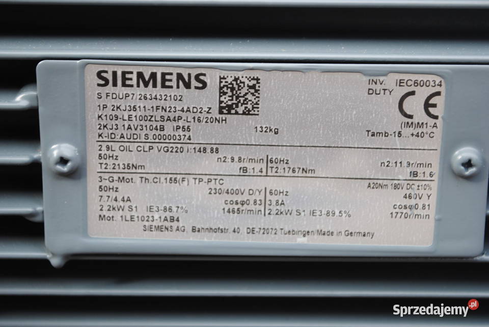 Motoreduktor kątowy 22kw 98obrmin z hamulcem Pozostałe Kargowa