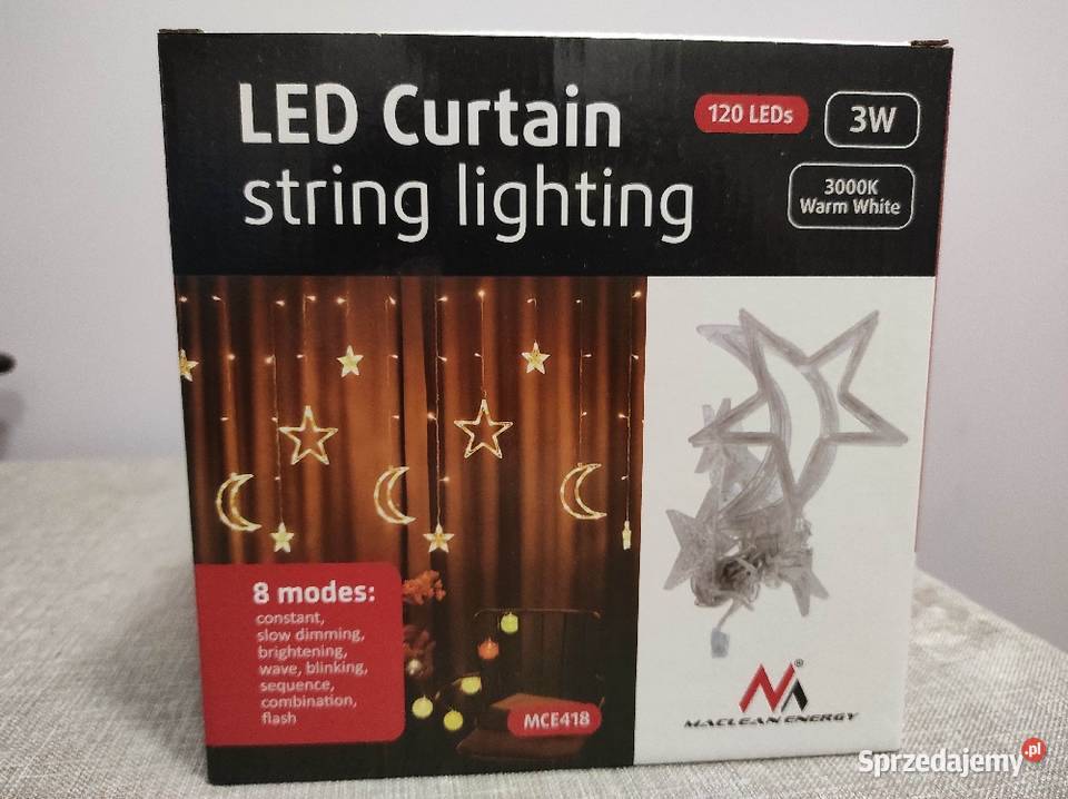 Girlanda kurtyna świetlna LED lampki nowe Płock