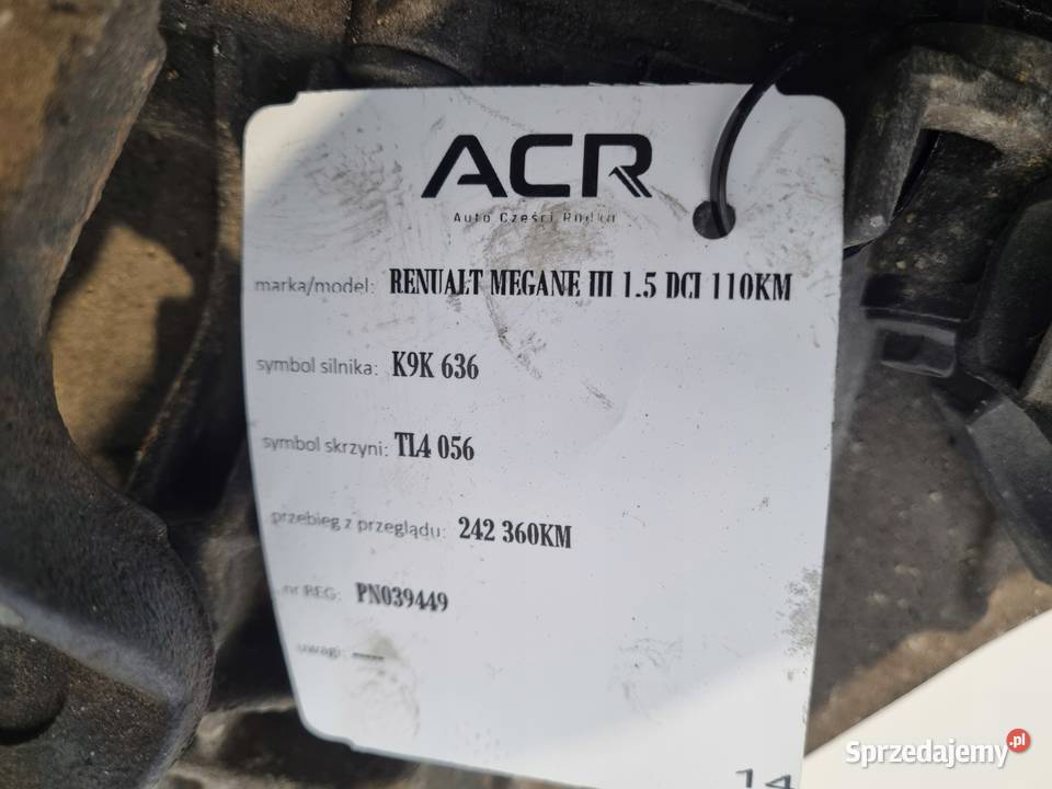 SKRZYNIA BIEGÓW Renault Megane III 15 DCI osobowe Chełm