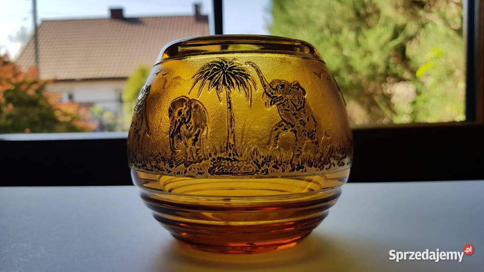 Stary sygnowany wazon wazonik Słonie MOSER lata Porcelana i szkło Antyki, Sztuka, Kolekcje Dąbrowa Górnicza