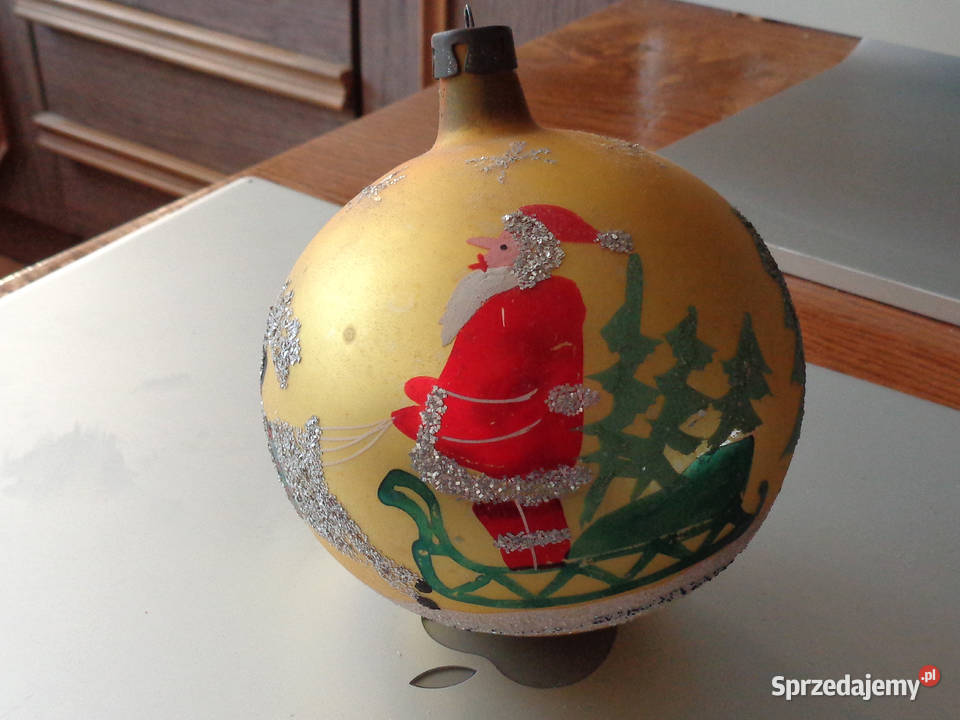 3 stare bombki z mikołajem lata 70te Brzeg