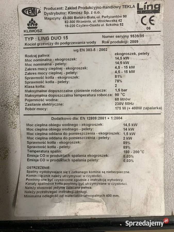 piec klimosz ling duo 15KW Biała Podlaska