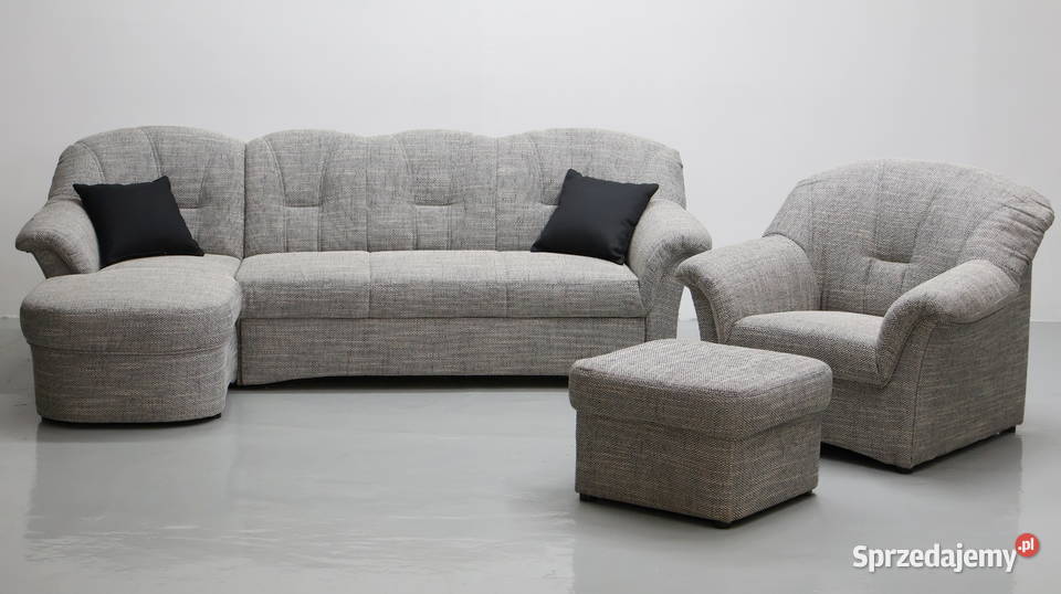 TŁN Narożnik funkcja spania fotel PUFA szary Poznań