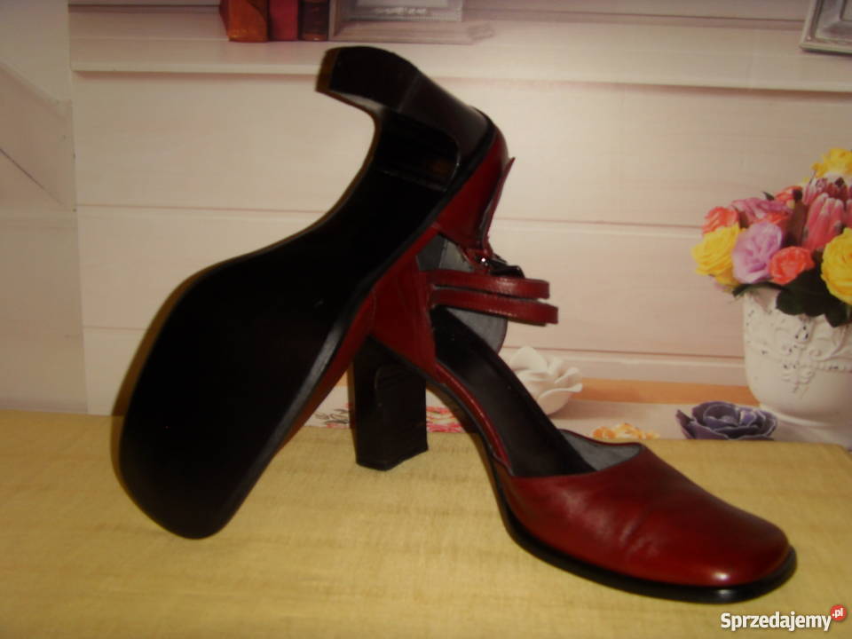 PÓŁBUTY DAMSKIE SKÓRZANE BORDOWE ROZMIAR 40 Wrocław