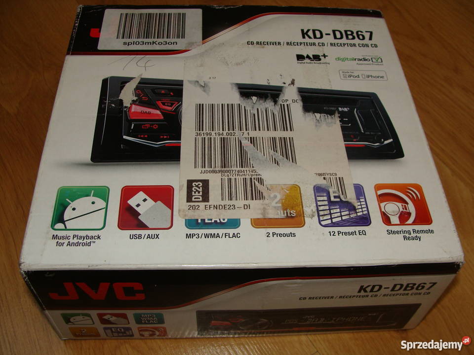 NOWE Radio JVC KDDB67 CD MP3 TUNER DAB AUX RDS Radioodtwarzacze Wieluń sprzedam