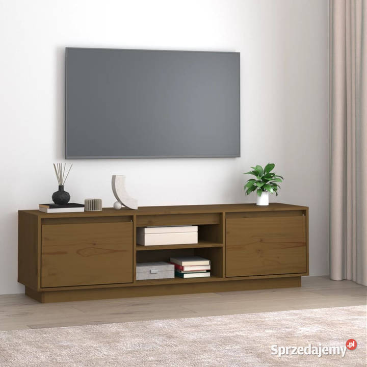 Szafka pod TV miodowy brąz 140x35x40 lite drewno Warszawa